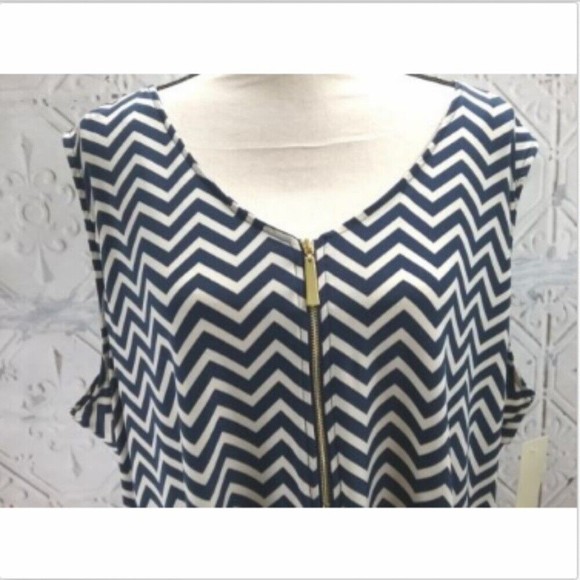 Tacera Tank Top Sleeveless Shirt Navy Blue Chevron Size 3X NWT - Picture 2 of 6